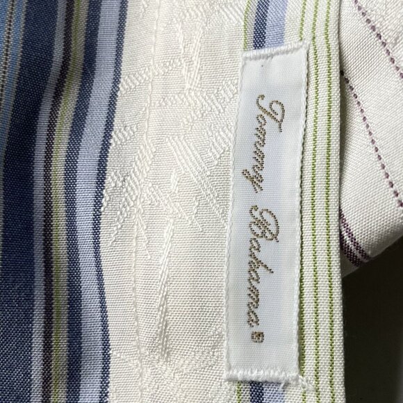 Tommy Bahama Mens Silk Blend Button Front Shirt Cream Blue Long Sleeves Size XL - Picture 10 of 10